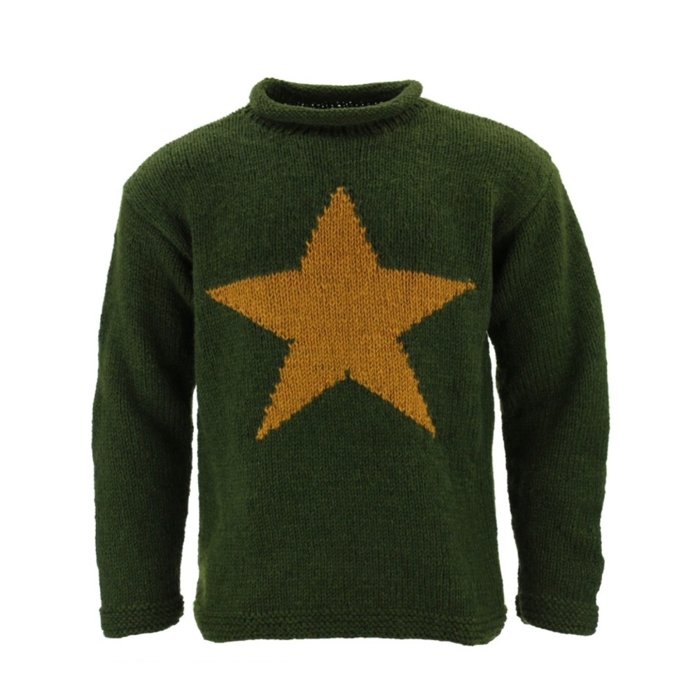 SOLD Hunter Green & Yellow Star Sweater